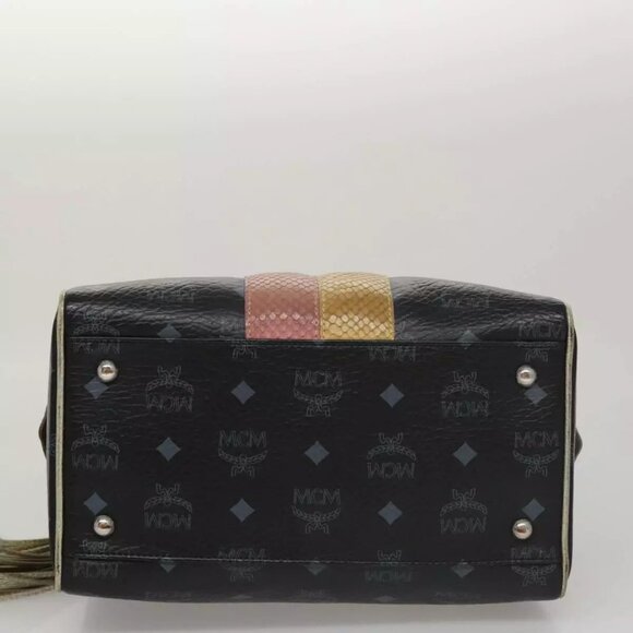 MCM Vicetos Logogram Hand Bag PVC Black Auth - Picture 13 of 16